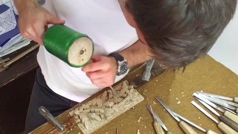 Wood engraving carving. Video stock 77300740