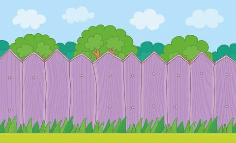 Wood Fence on the backyard Stock Illustration