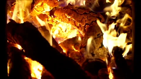 Wood fire burning Stock Footage 137136093