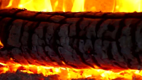Wood fire burning Stock Footage 137136615