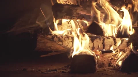 Wood fire burning inside pizza oven Stock Footage 255678325