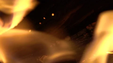 Wood fire close up view Stock Footage 238699523