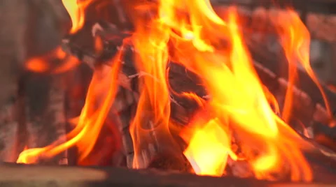 Wood in fire closeup Stock Footage 55490087