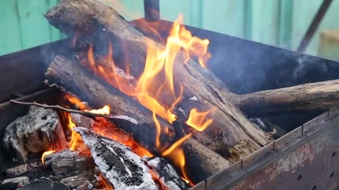 Wood in the fire, fire Stock Footage 145630568