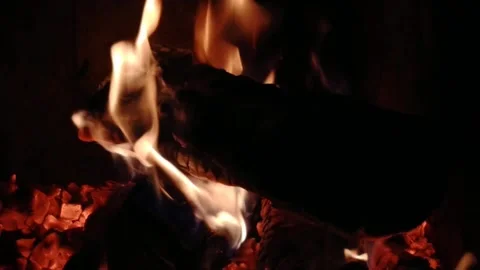 Wood fire in the fireplace Stock Footage 174684820