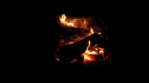 Wood fire in the fireplace Stock Footage 174684821