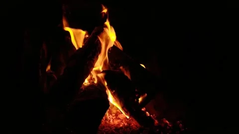 Wood fire in the fireplace Stock Footage 174684945