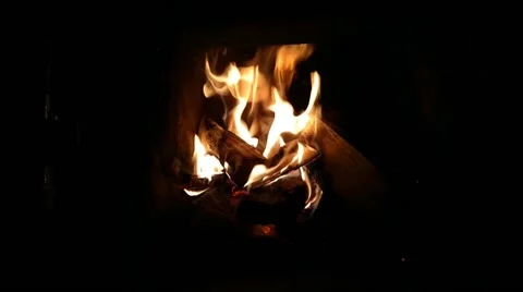 Wood fire in the fireplace Stock Footage 174684951