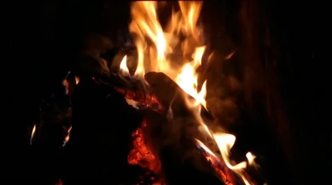 Wood fire in the fireplace Stock Footage 174685110