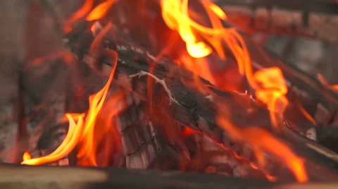 Wood in fire Stock Footage 55489244