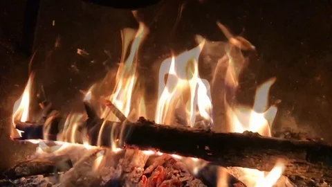 Wood on fire Stock Footage 126934324