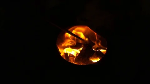 Wood fire in oven Stock Footage 108012295