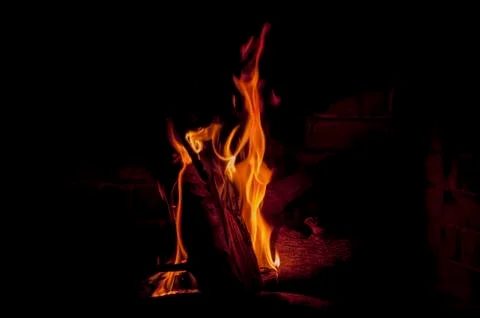Wood in fire Stock Photos