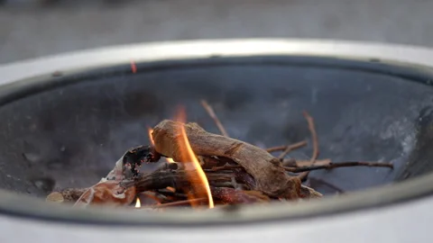 Wood on fire. Preparing for BBQ.Open fire on barbecue grill. Barbecue flame. Stock Footage 201683657