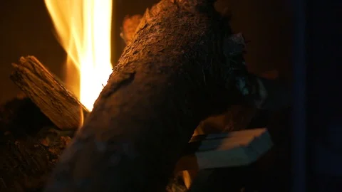 Wood fire in slow motion Stock Footage 129323066