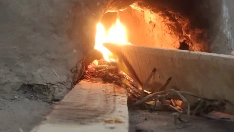 Wood fire in the stove Stock Footage 165104348