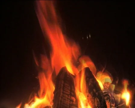 Wood flaming in the fireplace IV Stock Footage