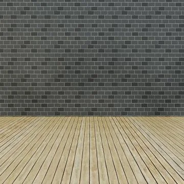 Wood floor and pattern brick wall 스톡 일러스트