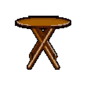 Wood folding table pixel art vector illustration Stock Illustration