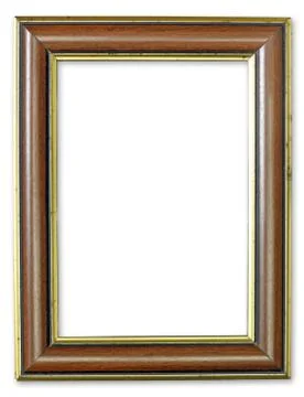 Wood frame with gold edges Stock Photos