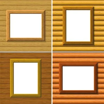 Wood frame on wall, set Stock Illustration