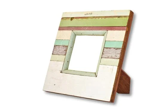 Wood frame in white background Stock Photos
