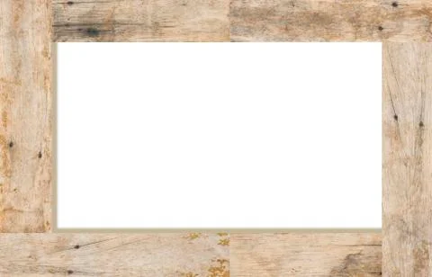 Wood frame on white background, space for text Stock Illustration