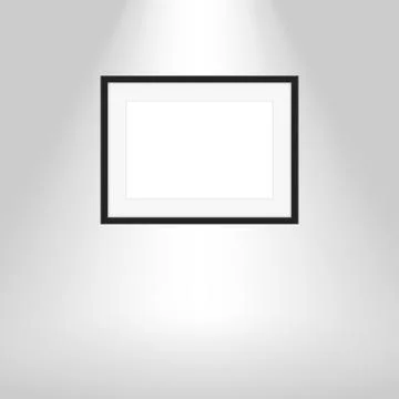 Wood frames on gray wall, portrait black wooden frame, mock up template pictu 스톡 일러스트