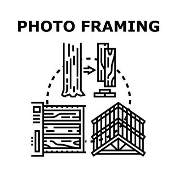 Wood framing construction concept process icon Stock Illustration