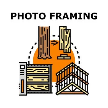 Wood framing construction concept process icon Stock Illustration
