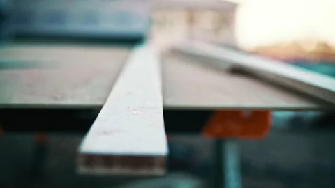 Wood framing process at a construction site for a house in progress Stock Footage 310162293