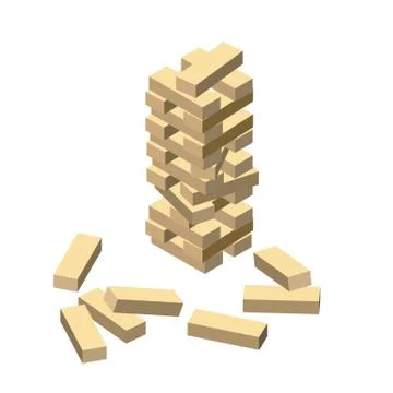 Wood game. Wooden blocks. Vector illustration eps 10 isolated on white Stock Illustration