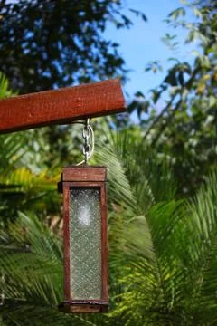 Wood hanging lamp Stock Photos