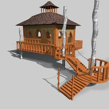 Wood House Stock Illustration