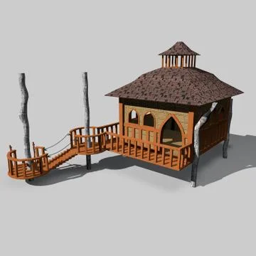Wood House Stock Illustration