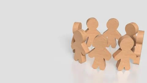 The Wood Human for Team concept 3d Rendering.. Stock Illustration