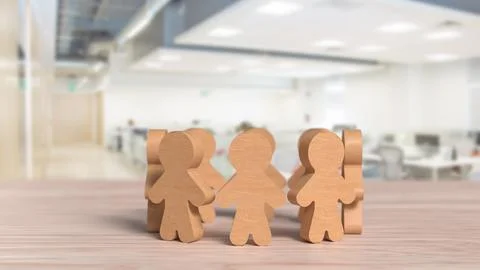 The Wood Human for Team concept 3d Rendering.. Stock Illustration