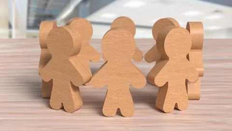 The Wood Human for Team concept 3d Rendering.. Stock Illustration