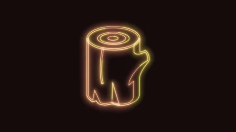 Wood Icon Neon Seamless Loop with Black Background 4K Video stock 311433600