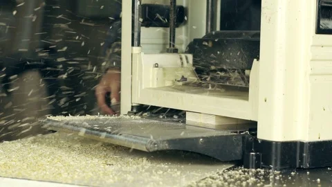 The wood on the jointer machine Stock Footage 103920173