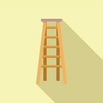 Wood ladder icon flat vector. Construction stair Illustrazione stock