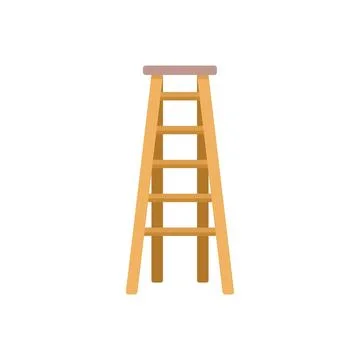 Wood ladder icon flat vector. Construction stair 스톡 일러스트