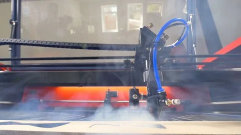 Wood laser cutting machine working. 4K. Stock Footage 78602670