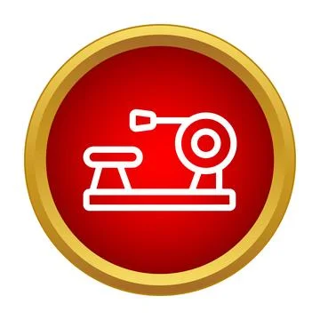 Wood lathe machine tool icon in red circle Stock Illustration