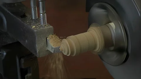 Wood Lathe Practice in Technical School Workshop Stock Footage 331221167