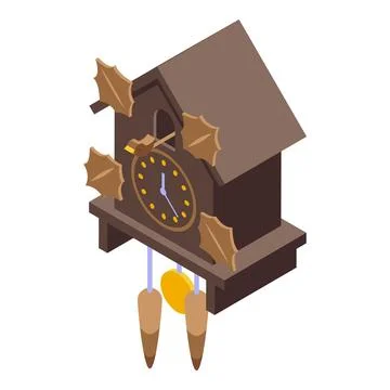 Wood leaf pendulum icon isometric vector. Cuckoo Clock Stock Illustration