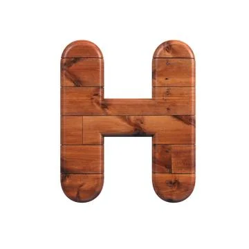 Wood letter H - Upper-case 3d wooden plank font - suitable for nature, ecolog Stock Illustration
