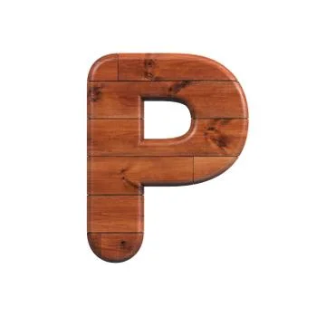 Wood letter P - Upper-case 3d wooden plank font - suitable for nature, ecolog Stock Illustration