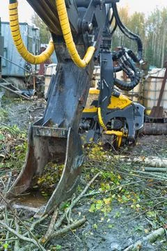 Wood loader engine part Stock Photos