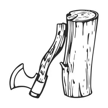 Wood log with axe. Stock Illustration